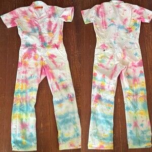 Red Kap TIE DYE Jumpsuit Coveralls Short Sleeve Poly Cotton Blend S, 34" Waist